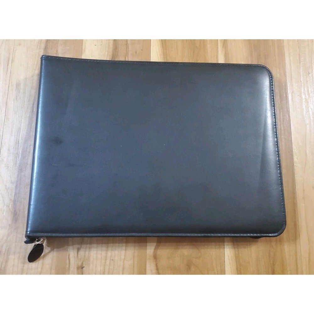 Black Genuine Leather Zippered Zip‎ Around Portfolio Documents 15.5" X 11.5"
